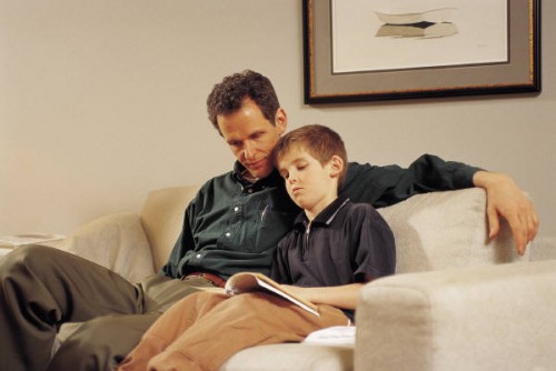 parent reading with child